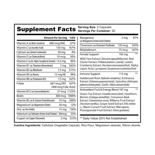 Multivitamin for Women Supplement (60 Capsules) - Image 7