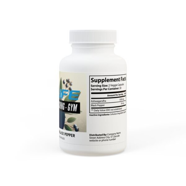 Ashwagandha and Black Pepper Supplement (60 capsules) - Image 3