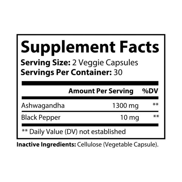Ashwagandha and Black Pepper Supplement (60 capsules) - Image 7